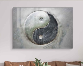 Yin Yang Tempered Glass Wall Art, Glass Painting Art, Home Wall Decor, Living Room Wall Art, Decor For Bedroom, Large Wall Art, Wall Hanging