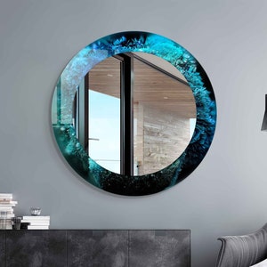 Entryway Hallway Mirror for Bathroom Vanity, Decorative Mirror on Tempered Glass, Living Room Mirror, Luxury Home Decor, Aesthetic Mirror image 1