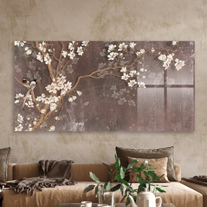 Flower Wall Decor, Living Room Wall Art, Tempered Glass Wall Art, Glass Painting Art, Home Wall Decor, Decor For Bedroom, Large Wall Art