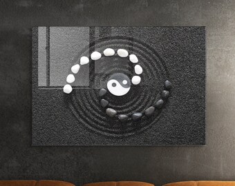 Yin Yang Tempered Glass Wall Art, Glass Painting Art, Home Wall Decor, Living Room Wall Art, Decor For Bedroom, Large Wall Art, Wall Hanging