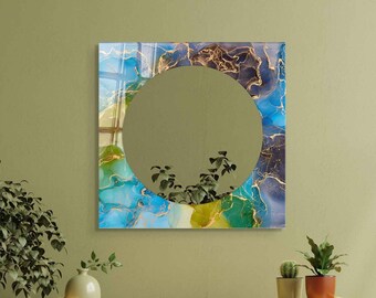 Spiegel Wanddekor auf Glas Wandkunst, Eingang Flur Spiegel für Badezimmer Eitelkeit, Wohnzimmer Spiegel, Luxus Wohnkultur, ästhetischer Spiegel