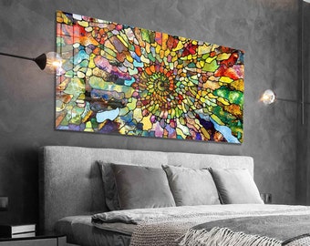 Tempered Glass Wall Art, Mosaic Glass Wall Decor, Home Decor, Living Room Wall Art, Decor For Bedroom, Extra Large Wall Art, Wall Hanging