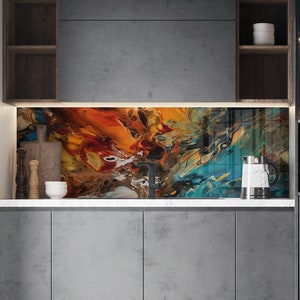 Dosseret en verre trempé, coque arrière de cuisinière, dosseret de cuisine pour cuisinière, couvercle de dessus de cuisinière, planche à découper et à nouilles, carreau de décoration de cuisine