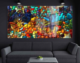 Tempered Glass Wall Art, Stained Glass Wall Decor, Home Decor, Living ...