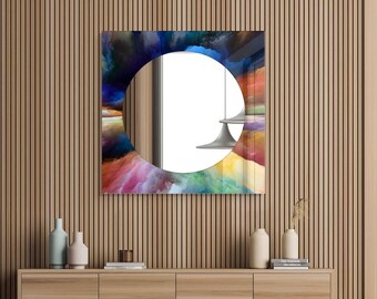 Decorative Mirror on Glass Wall Art, Entryway Hallway Mirror for Bathroom Vanity, Living Room Mirror, Luxury Home Decor, Aesthetic Mirror