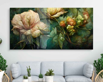 Tempered Glass Wall Art, Flower Glass Wall Art, Home Wall Decor, Living Room Wall Art, Decor For Bedroom, Large Wall Art, Wall Hanging