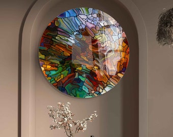 Tempered Glass Wall Art, Stained Glass Wall Decor, Home Decor, Living Room Wall Art, Decor For Bedroom, Extra Large Wall Art, Wall Hanging