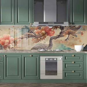 Dosseret de cuisine pour cuisinière, crédence en verre, couverture arrière de cuisinière, couverture supérieure de cuisinière, planche à découper et à nouilles, décor de cuisine, carrelage de dosseret