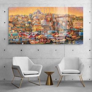 Tempered Glass Wall Art, Istanbul Glass Wall Decor, Home Decor, Living Room Wall Art, Decor For Bedroom, Extra Large Wall Art, Wall Hanging