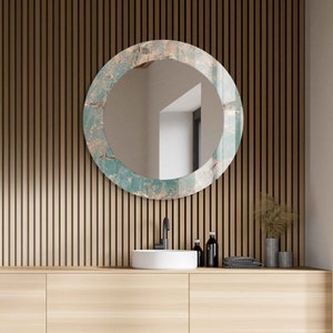 Decorative Mirror on Glass Wall Art, Entryway Hallway Mirror for Bathroom Vanity, Living Room Mirror, Luxury Home Decor, Aesthetic Mirror