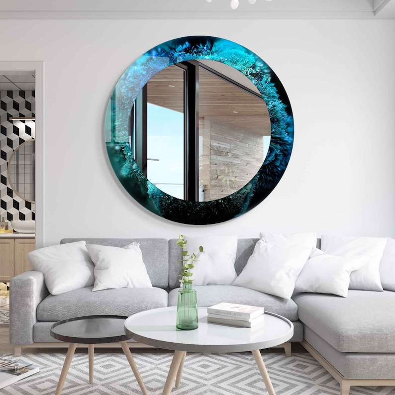 Entryway Hallway Mirror for Bathroom Vanity, Decorative Mirror on Tempered Glass, Living Room Mirror, Luxury Home Decor, Aesthetic Mirror zdjęcie 3