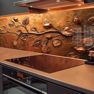 Dosseret en verre trempé, crédence en verre de cuisine branches d'arbre, coque arrière de cuisinière, protection contre les projections d'eau pour évier de cuisine, protection pour évier de salle de bain