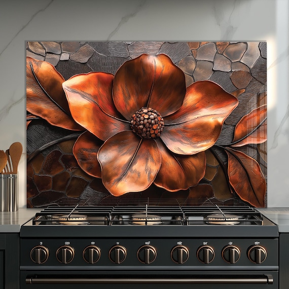 Crédence De Cuisine En Verre 125x50cm Motif Floral Fleurs Bleu/blanc - Neuf - Marque Tulup