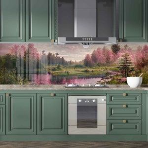 Couverture arrière de cuisinière, dosseret de cuisine pour cuisinière, crédence en verre, couverture supérieure de cuisinière, planche à découper et à nouilles, décor de cuisine, tuile de dosseret