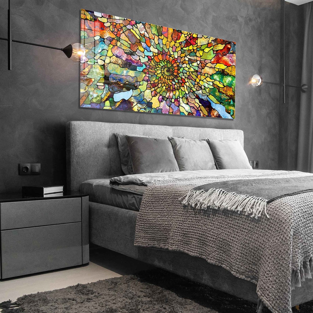 Tempered Glass Wall Art, Mosaic Glass Wall Decor, Home Decor, Living ...