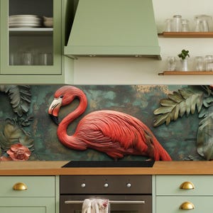 Dosseret en verre trempé Flamingo, Couvercle supérieur de l'arrière de la cuisinière, Garde-boue pour évier de cuisine, Couvercle d'évier de cuisine, Crédence en verre trempé