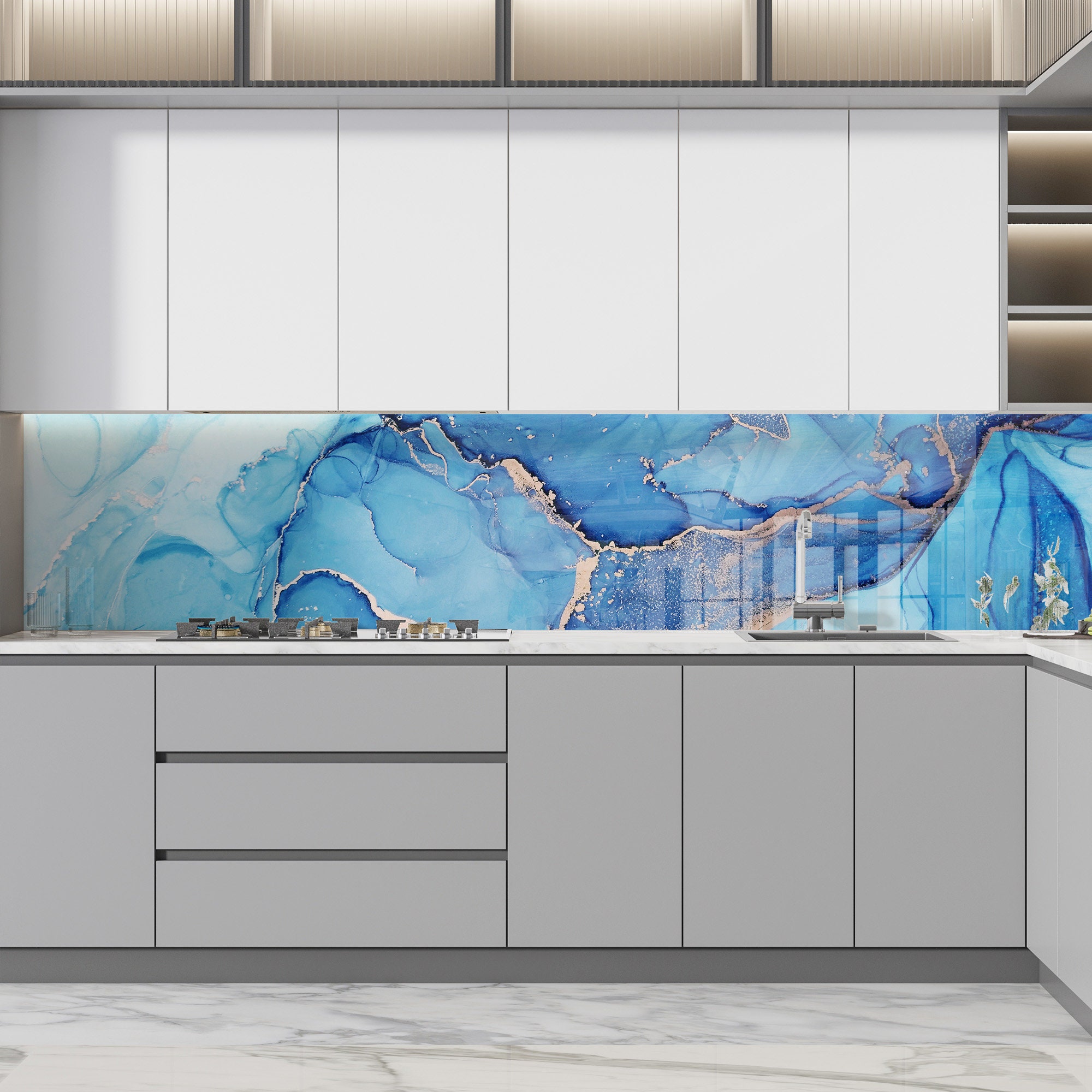 Kitchen Sink Splash Guard, Kitchen Sink Cover, Tempered Glass Kitchen Backsplash, Stove Back Cover for Gas, Abstract Glass Splashback
