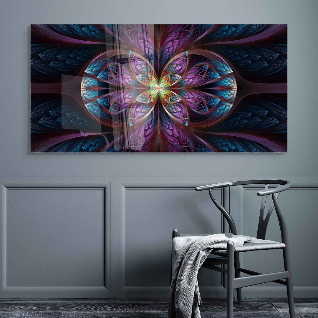 Abstract Glass Wall Decor, Extra Large Wall Art, Tempered Glass Wall ...