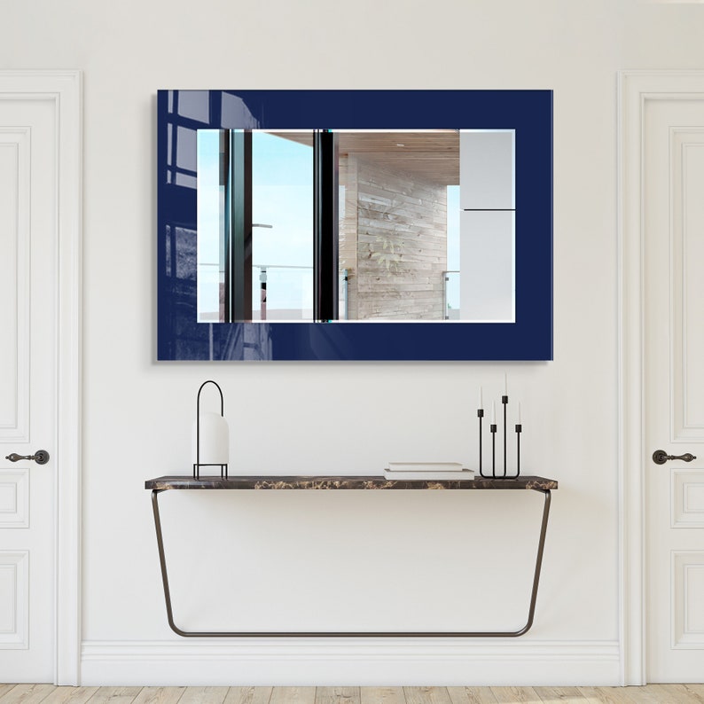 Entryway Hallway Mirror for Bathroom Vanity, Decorative Mirror on Tempered Glass, Living Room Mirror, Luxury Home Decor, Aesthetic Mirror image 1
