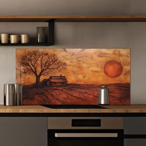 Farmyard Splashback Farm Life View Glass Backsplash, Tempered Glass Splashback, Stove Back ...