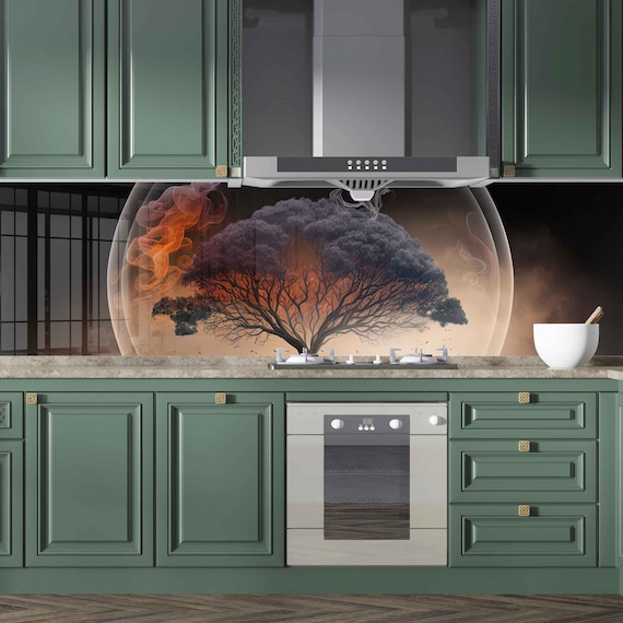 Tempered Glass Kitchen Backsplash - 47x30 Inch Stove Splashback, Cutting Board & Wall Decor | Self-Adhesive, Easy Clean 6 thumbnail image