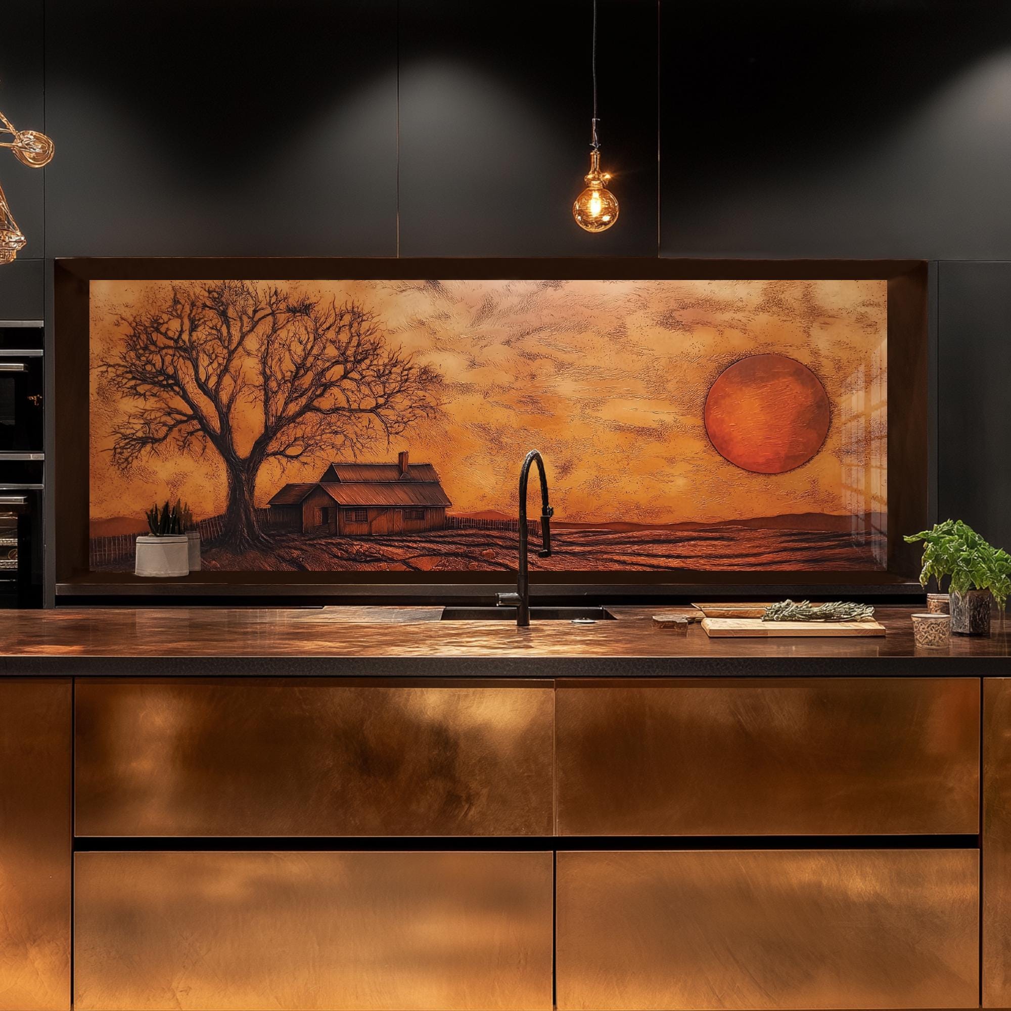 Farmyard Splashback Farm Life View Glass Backsplash, Tempered Glass Splashback, Stove Back ...