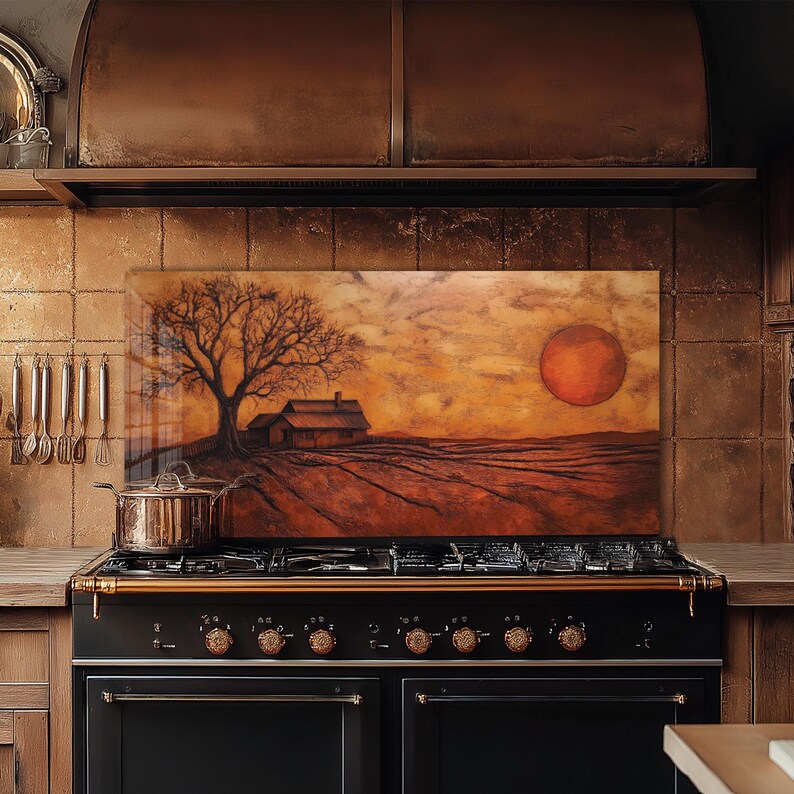 Farmyard Splashback Farm Life View Glass Backsplash, Tempered Glass Splashback, Stove Back ...