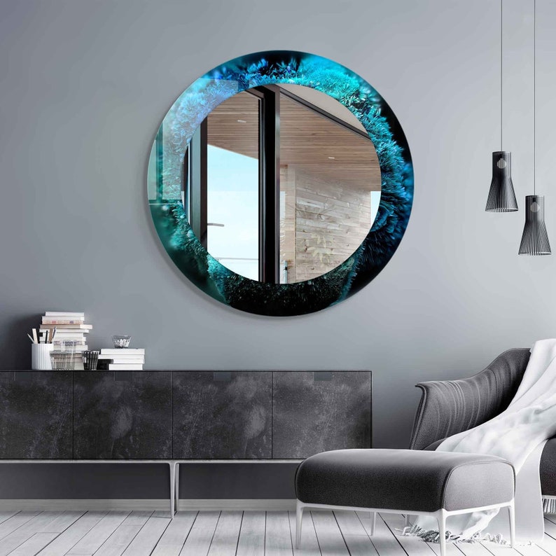 Entryway Hallway Mirror for Bathroom Vanity, Decorative Mirror on Tempered Glass, Living Room Mirror, Luxury Home Decor, Aesthetic Mirror image 1