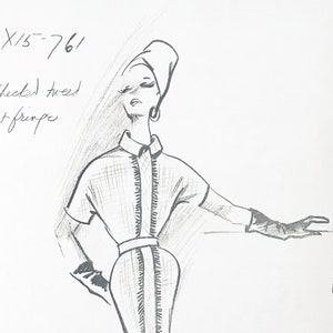 Vintage GIVENCHY fashion design sketch haute couture Retro fashion sketches 60\u2019s Givenchy