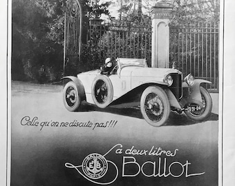 VINTAGE CAR Advertisement 1926 BALLOT automobile advertisement vintage car enthusiast