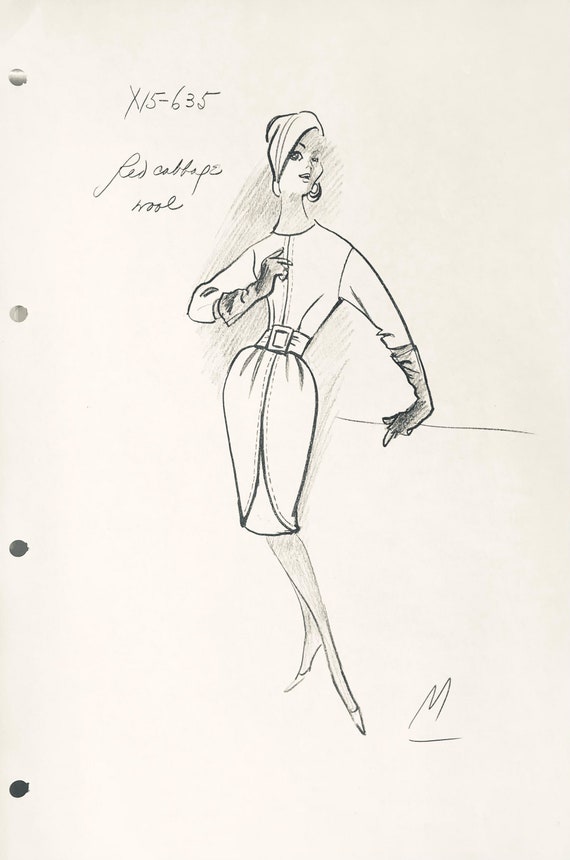 Vintage NINA RICCI Fashion Designer Sketches Haute Couture Retro Dress -  Etsy