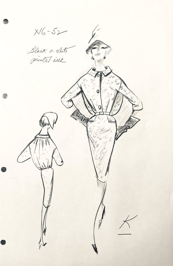 Vintage MADELEINE De RAUCHE Fashion Designer Sketches Haute Couture Retro  Dress - Etsy