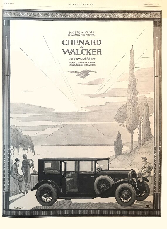 VINTAGE CAR Advertisement Chenard and Walcker Automobile Ad 1926 Car  Enthusiast 