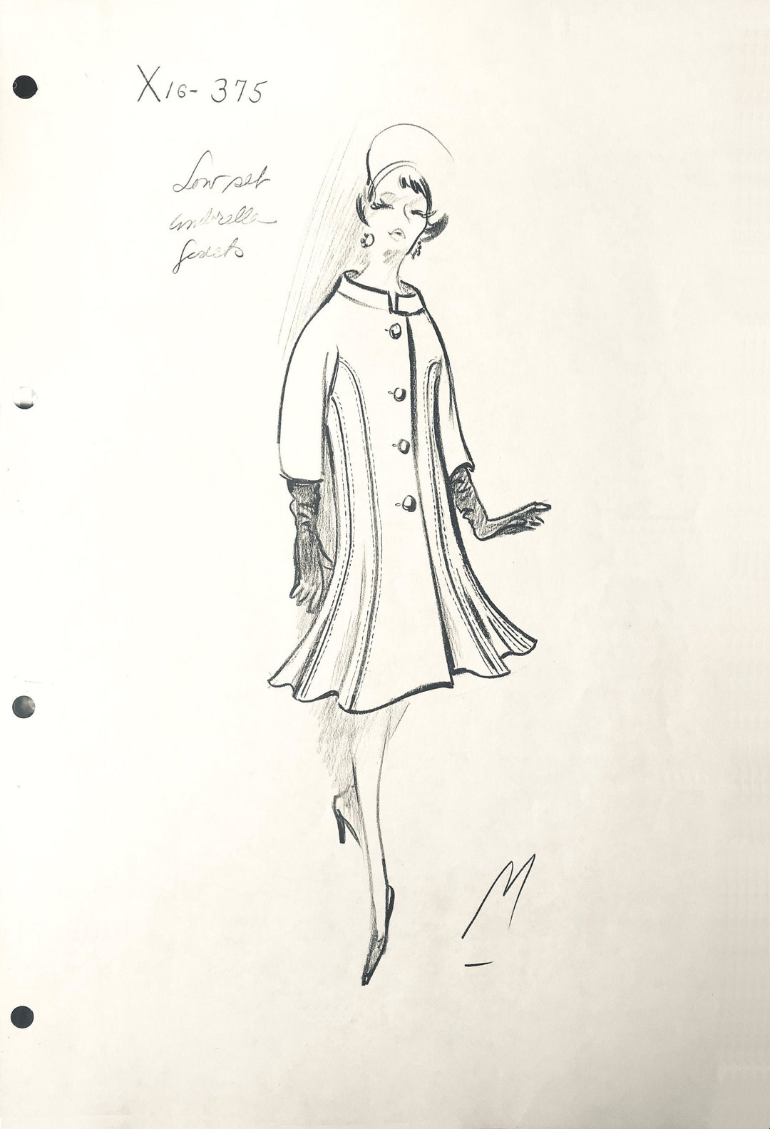 Vintage NINA RICCI Fashion Design Sketch Haute Couture Retro - Etsy