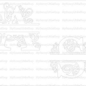 Split Letter Monogram Swirls,Alphabet,Königsinitiale Svg,26 Buchstaben,Digital Laser Cut Datei, Glowforge,svg,eps,ai,dxf Bild 9