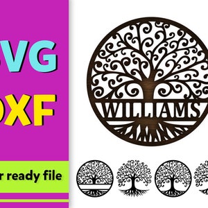 Árvore encaracolada svg glowforge, monograma da árvore da vida, arquivo digital pronto para laser, SVG, Glowforge, árvore genealógica com raízes svg, personalizado