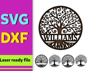 Curly tree svg glowforge,tree of life monogram,Laser Ready Digital File,SVG,Glowforge,Family Tree With Roots Svg,Personalized