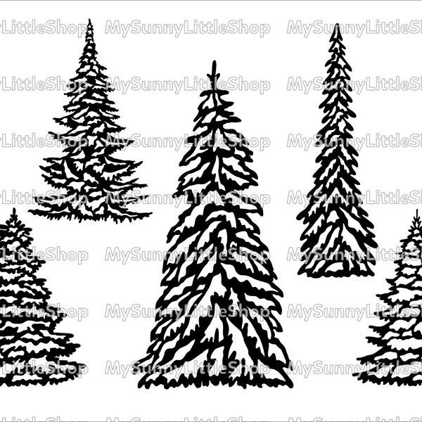 Fir tree SVG,Pine Tree svg,Christmas tree svg,Forest Trees Silhouette Bundle,cut file for cricut,Tree dxf,PNG,forest svg,nature,Tree shape