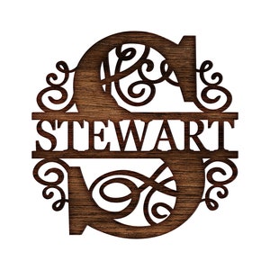 Split Letter Monogram Swirls,Alphabet,Königsinitiale Svg,26 Buchstaben,Digital Laser Cut Datei, Glowforge,svg,eps,ai,dxf Bild 7