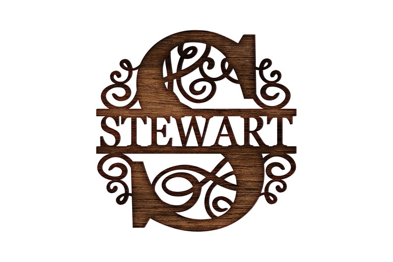 Split Letter Monogram Swirls,Alphabet,Königsinitiale Svg,26 Buchstaben,Digital Laser Cut Datei, Glowforge,svg,eps,ai,dxf Bild 7