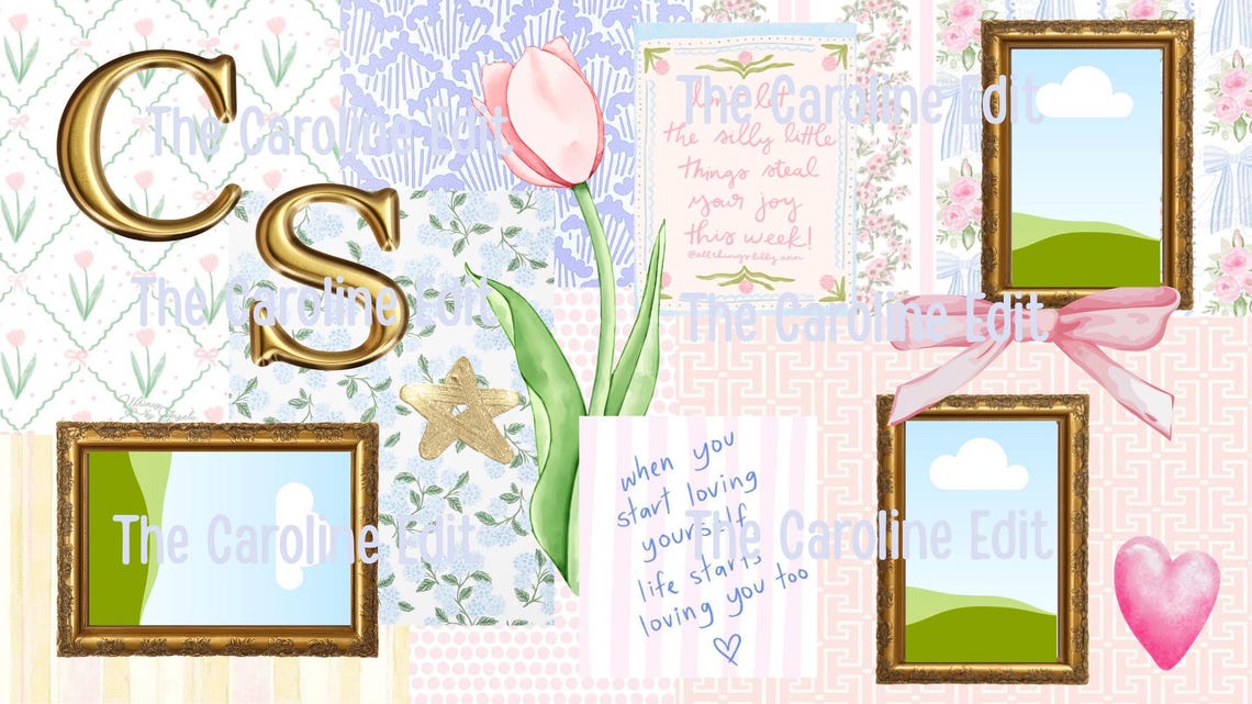 Preppy Computer Wallpaper CUSTOMIZABLE- Canva Link - Etsy