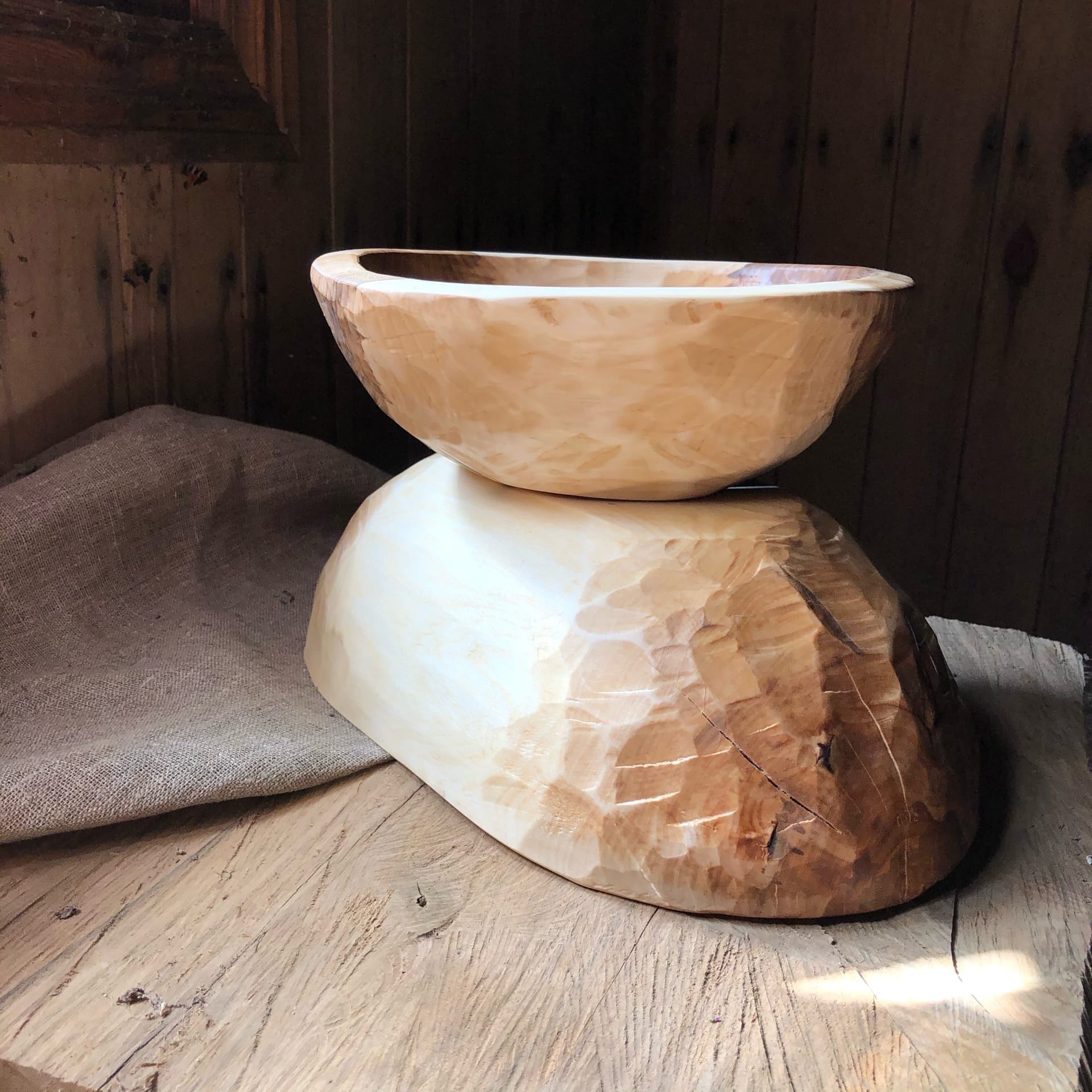 Primitive handcarved wooden bowls set / Autumn decor / live Etsy