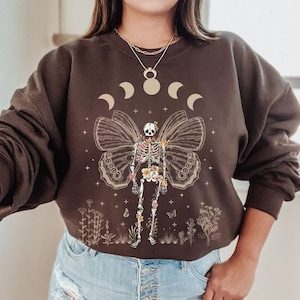 Fairy Grunge Fairycore Clothing Y2k Grunge Clothes Fairycore Clothes Grunge Fairy Skeleton Sweatshirt Mall Goth Sweatshirt Gothic Clothes