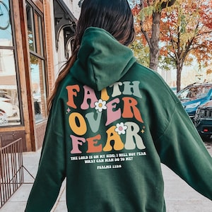 Faith Over Fear Hoodie Retro Christian Hoodie Christian Merch Jesus Hoodie Mental Health Hoodie Christian Clothes Jesus Clothes Y2k Hoodie