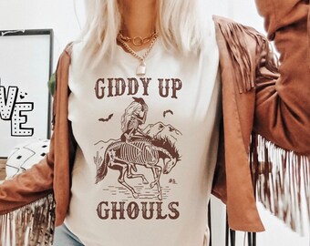 Giddy Up Ghouls Howdy Shirt Cowboy Skelett Shirt Halloween Skelett T-Shirt Cowgirl Shirt Yeehaw Shirt Midwest Shirt Wüste Shirt Western Shirt