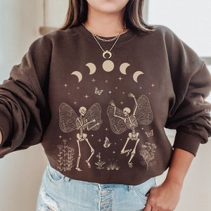 Fairy Grunge Fairycore Clothing Y2k Grunge Clothes Fairycore Clothes Grunge Fairy Dancing Skeleton Sweatshirt Goth Sweatshirt Gothic Clothes