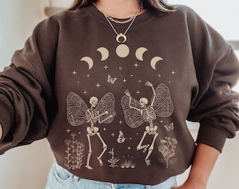 Fairy Grunge Fairycore Clothing Y2k Grunge Clothes Fairycore Clothes Grunge Fairy Dancing Skeleton Sweatshirt Goth Sweatshirt Gothic Clothes