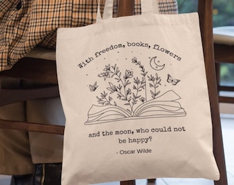 Bookish Tote Bag Aesthetic Tote Bag Literary Tote Library Bag Reading Tote Bag Dead Poets Society Poet Gift Library Book Bag Trendy Tote Bag