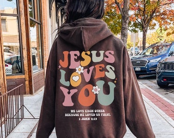 Jesus Loves You Hoodie Retro Christian Hoodie Christian Merch Jesus Hoodie Mental Health Hoodie Christian Clothes Jesus Clothes Y2k Hoodie