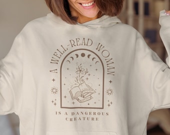 A Well Read Woman Bookish Hoodie Book Hoodie Book Lover Hoodie Book Lover Gift Dark Academia Hoodie Reader Library Hoodie Bookish Sweatshirt